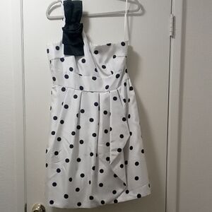 Tahari White and Black One Shoulder Pleated Sundress